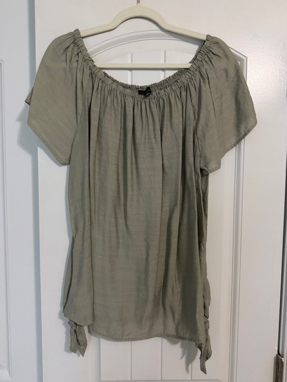 Zenobia Olive Green Off-Shoulder Tunic